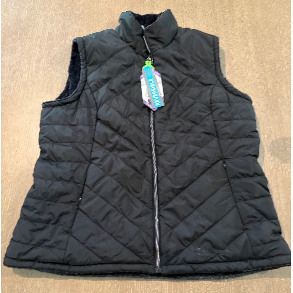 Sam's Club Member's Mark Women's Reversible Quilted Sherpa Vest Black XXL NWT